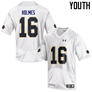 Notre Dame Fighting Irish Youth C.J. Holmes #16 White Under Armour Authentic Stitched College NCAA Football Jersey SKD1399SD
